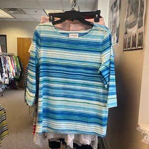 Peck & Peck Women's Blue Striped Top